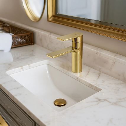 REA-B9981 - Misturador para lavatório STORM 15 cm dourado