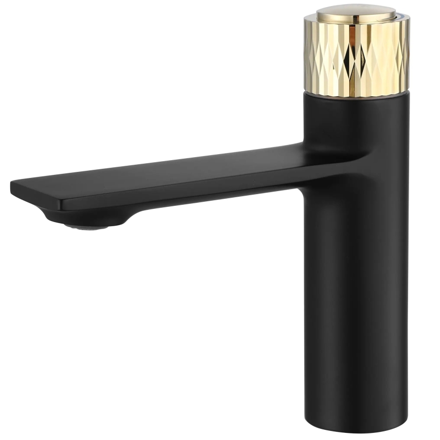 REA-B9987 - Misturadora para lavatório STORM 16,5 cm preta/dourada