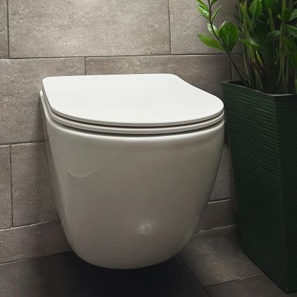 REA-C1259 - Sanita suspensa com assento CARLO MINI TORNADO RIMLESS cerâmica/branco brilhante