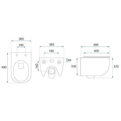 REA-C1259 - Sanita suspensa com assento CARLO MINI TORNADO RIMLESS cerâmica/branco brilhante