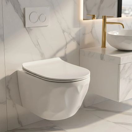 REA-C1652 - Sanita suspensa com assento GUSTAVO RIMLESS cerâmica/branco