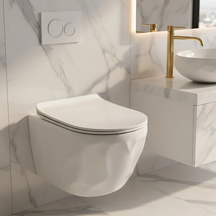 REA-C1652 - Sanita suspensa com assento GUSTAVO RIMLESS cerâmica/branco