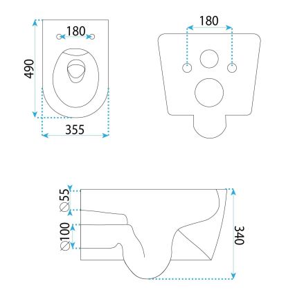 REA-C1652 - Sanita suspensa com assento GUSTAVO RIMLESS cerâmica/branco