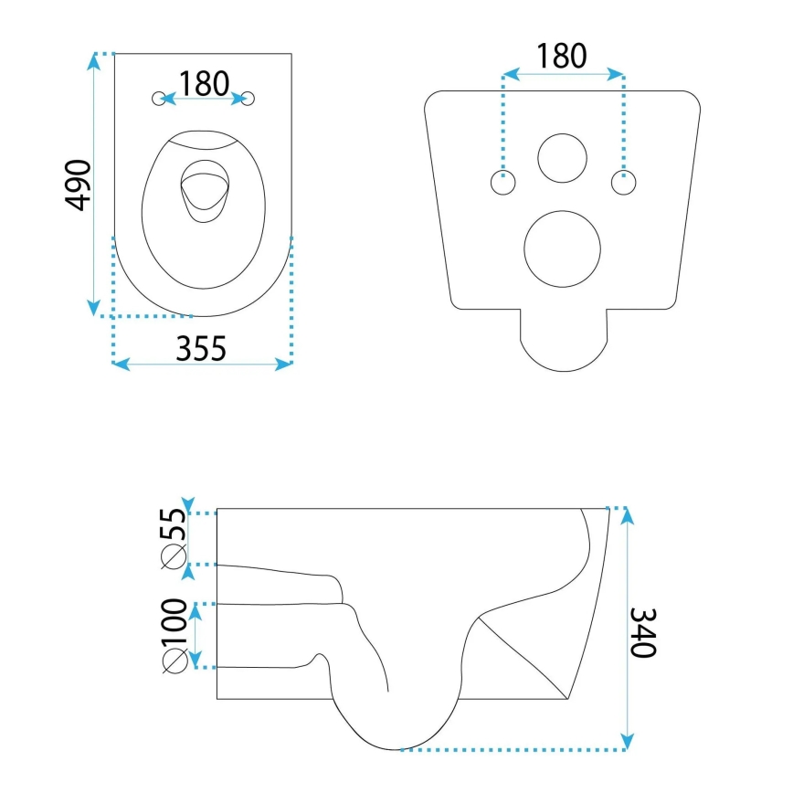 REA-C1652 - Sanita suspensa com assento GUSTAVO RIMLESS cerâmica/branco