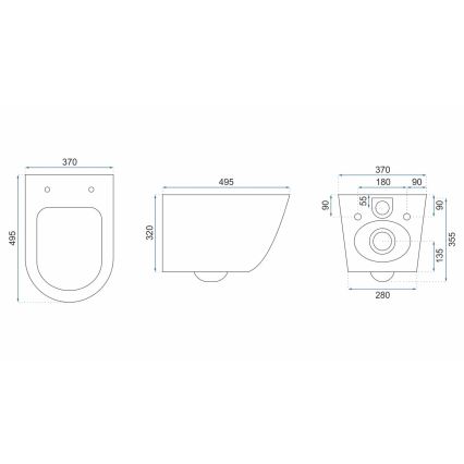 REA-C5500 - Sanita suspensa com assento CARLO MINI TORNADO RIMLESS cerâmica/creme