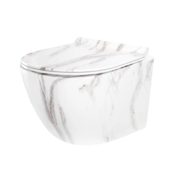 REA-C6390 - Vaso sanitário suspenso com assento CARTER TORNADO RIMLESS cerâmica/efeito pedra