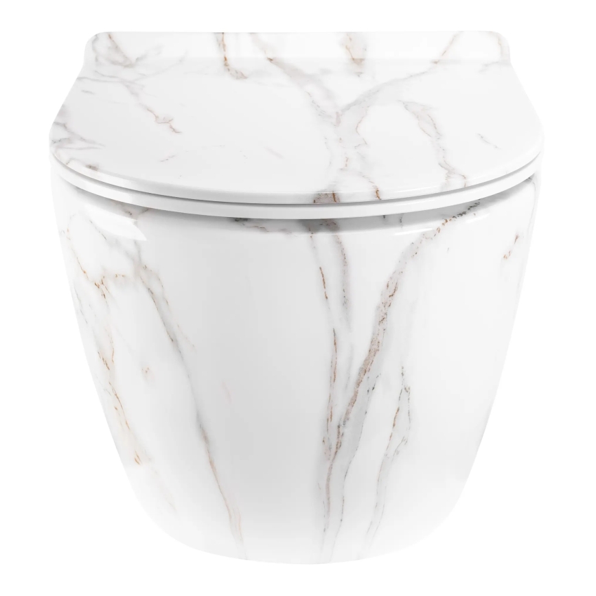 REA-C6390 - Vaso sanitário suspenso com assento CARTER TORNADO RIMLESS cerâmica/efeito pedra