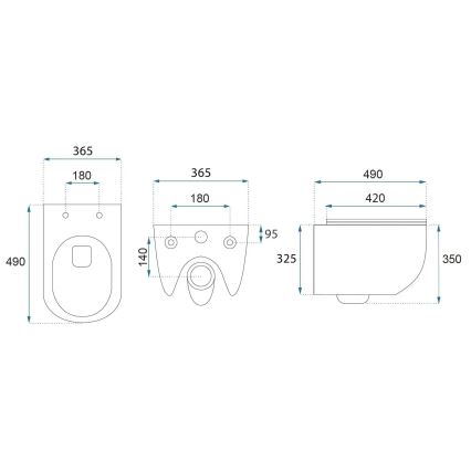 REA-C6806 - Sanita suspensa com assento CARLO MINI TORNADO RIMLESS cerâmica/branco/dourado