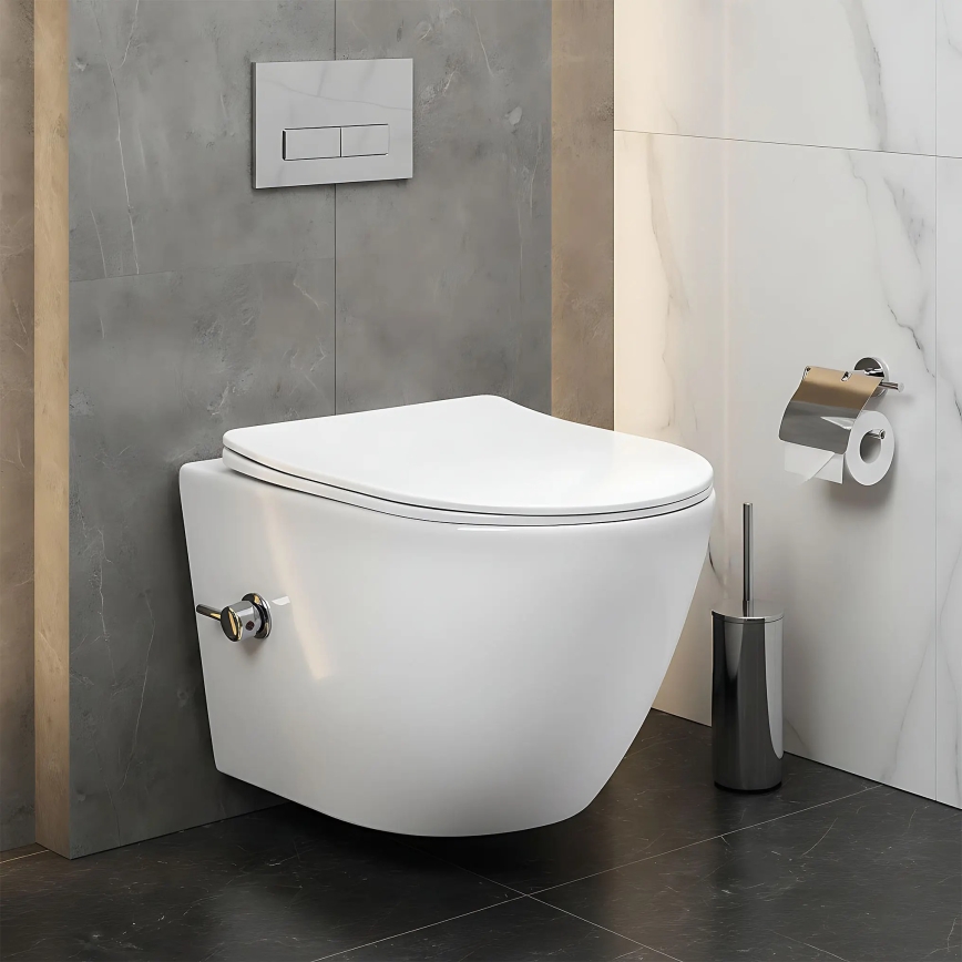 REA-C9701 - Sanita suspensa CARLO LUX com ducha higiénica e assento, cerâmica/branco