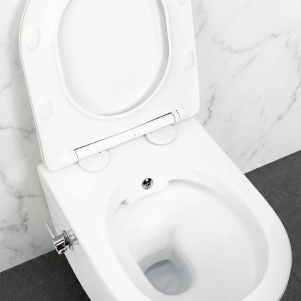 REA-C9701 - Sanita suspensa CARLO LUX com ducha higiénica e assento, cerâmica/branco
