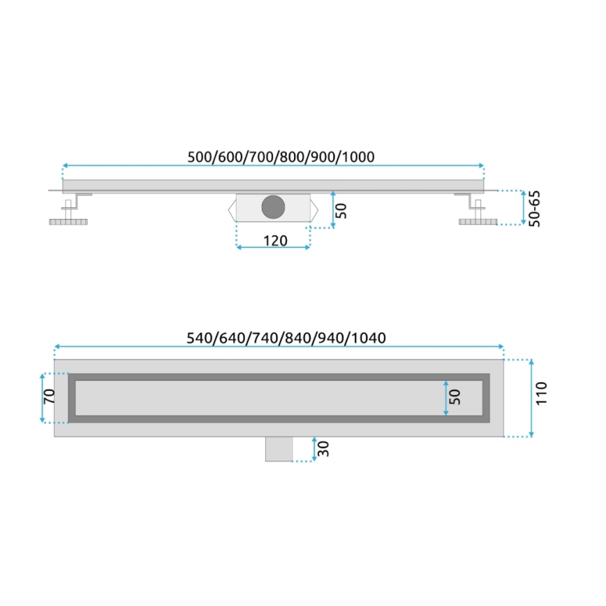 REA-G2501 - Ralo linear NEOX 60 cm em aço inoxidável