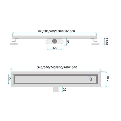REA-G2502 - Ralo linear NEOX 70 cm em aço inoxidável