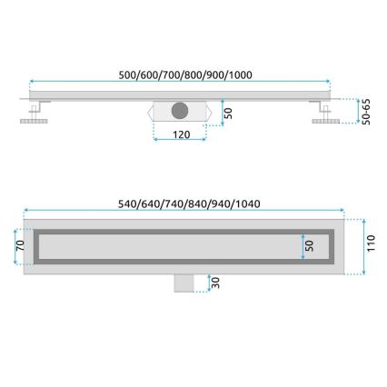 REA-G2562 - Ralo linear NEOX 70 cm, aço inoxidável/dourado