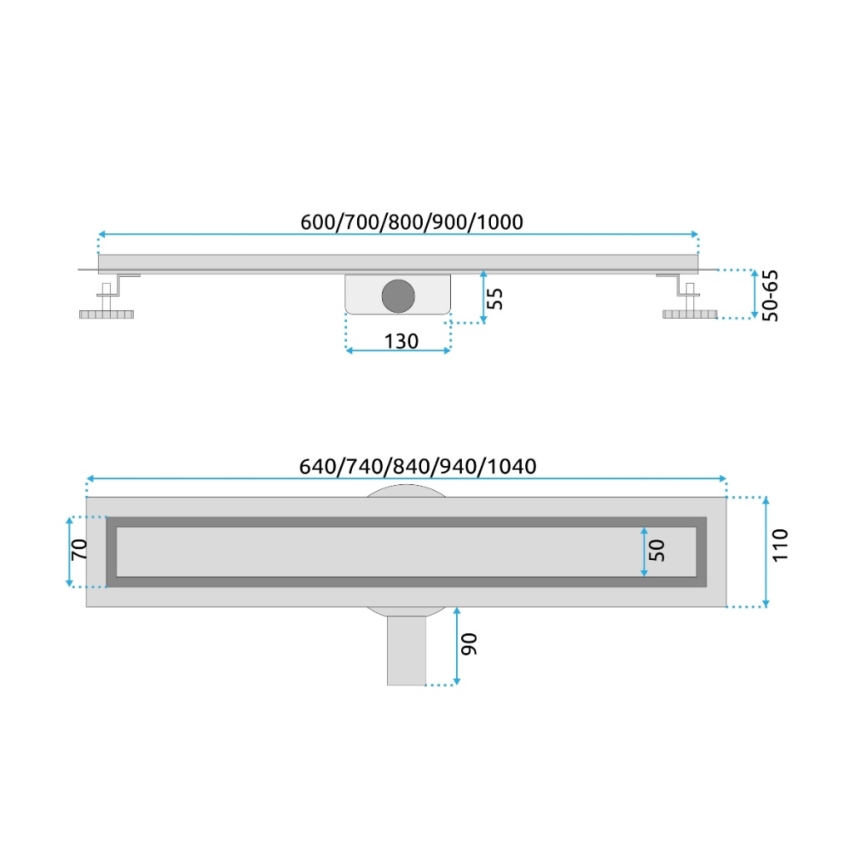 REA-G2702 - Ralo linear NEOX PRO 70 cm aço inoxidável/dourado escovado