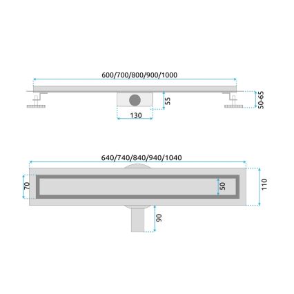 REA-G2704 - Ralo linear NEOX PRO 90 cm aço inoxidável/dourado escovado