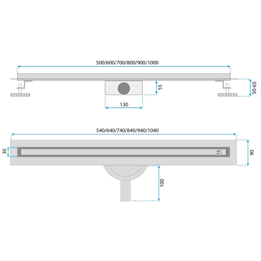 REA-G2710 - Ralo linear NEOX SLIM 80 cm aço inoxidável/preto