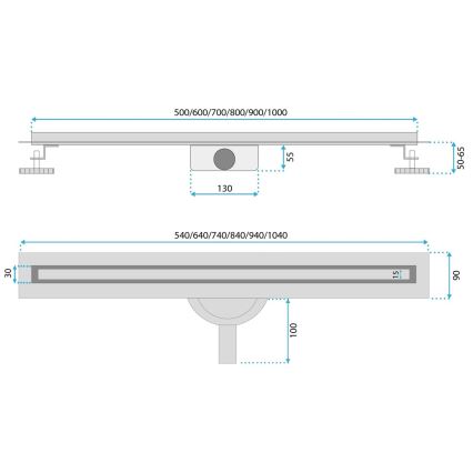 REA-G2714 - Ralo linear NEOX SLIM 70 cm, aço inoxidável / dourado escovado
