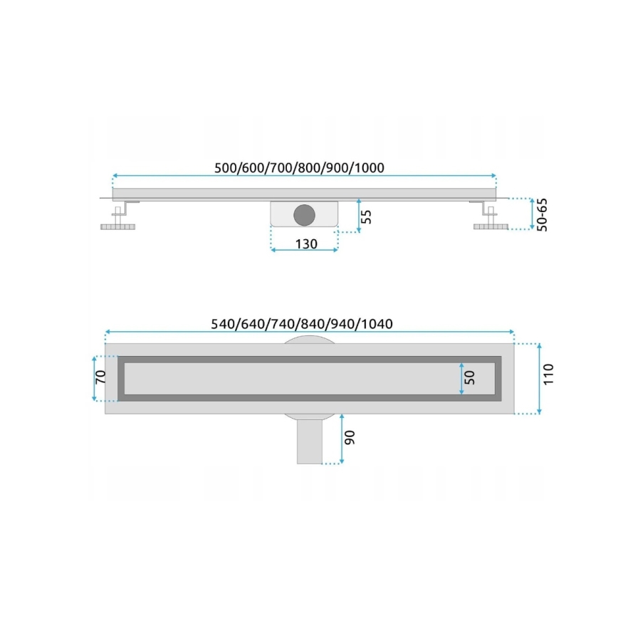 REA-G5809 - Calha de Drenagem NEOX PRO 80 cm em Aço Inoxidável