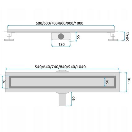 REA-G5810 - Calha de drenagem NEOX PRO 90 cm níquel