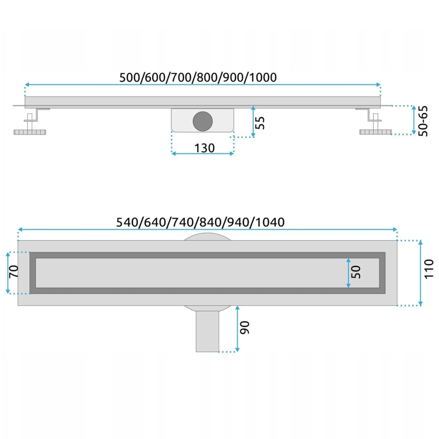 REA-G5810 - Calha de drenagem NEOX PRO 90 cm níquel