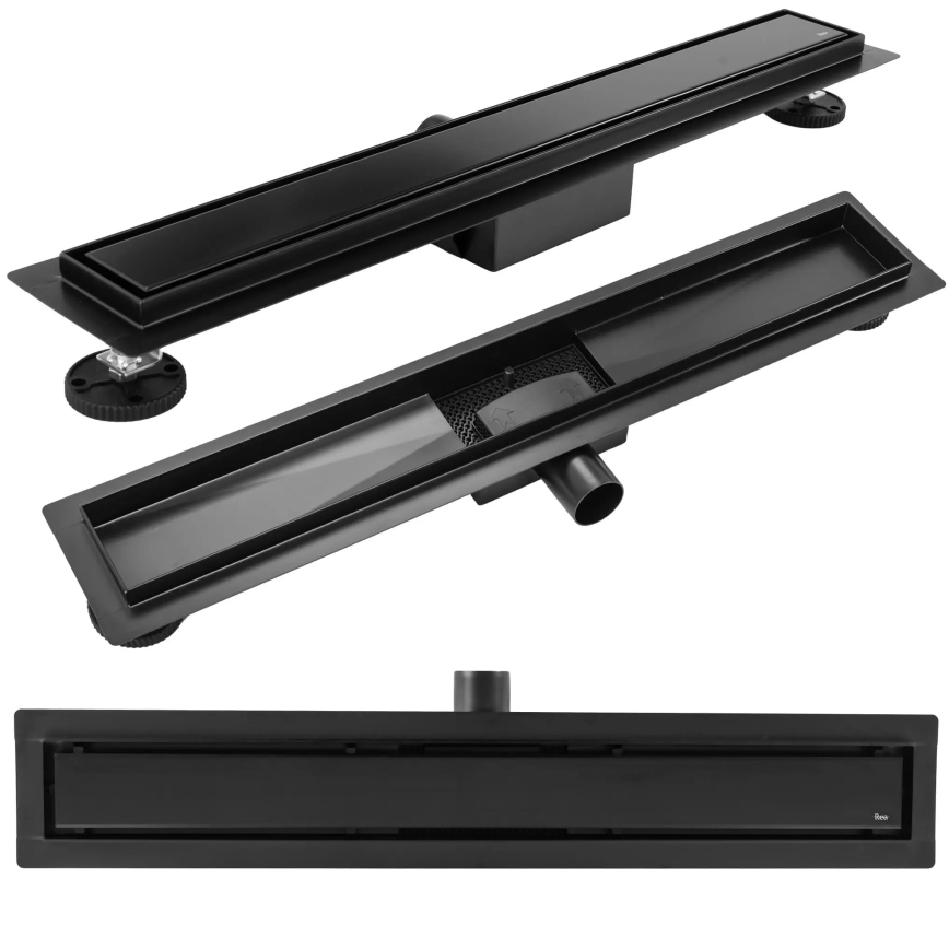 REA-G6600 - Ralo linear PURE NEOX 50 cm preto fosco