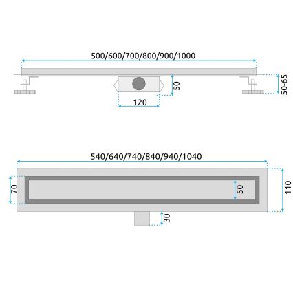REA-G6600 - Ralo linear PURE NEOX 50 cm preto fosco