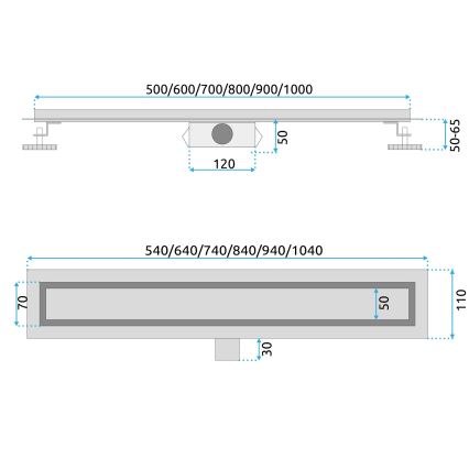 REA-G6602 - Ralo linear PURE NEOX 70 cm, preto mate