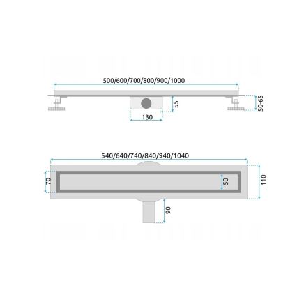 REA-G7802 - Canaleta de drenagem NEOX PRO 70 cm aço inoxidável/preto