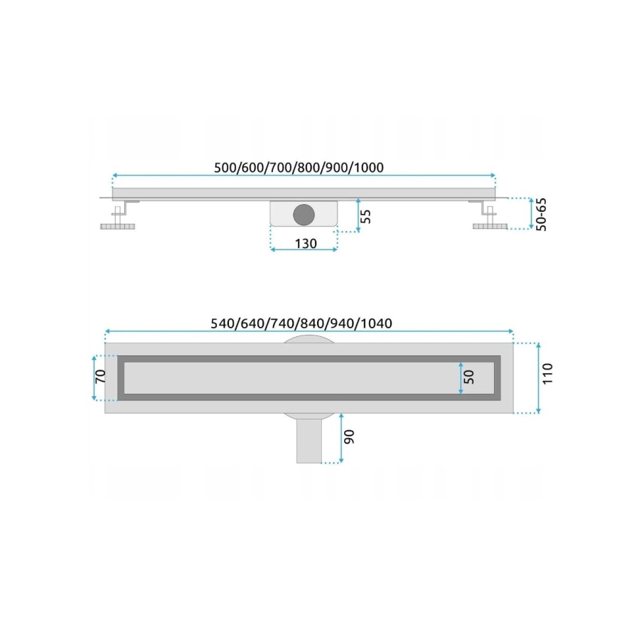 REA-G7803 - Ralo linear NEOX PRO 80 cm aço inoxidável/preto