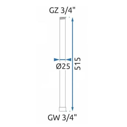 REA-K0881 - Barra de extensão para conjunto de duche/banheira 51,5 cm cromado brilhante