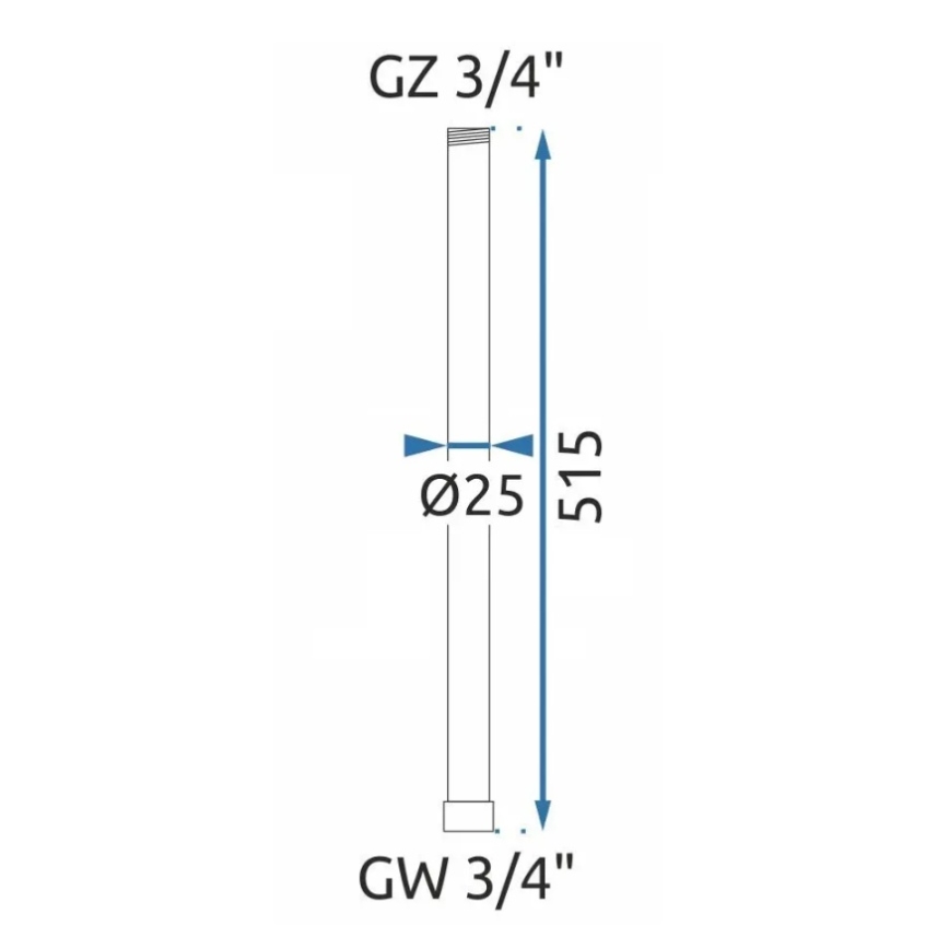 REA-K0881 - Barra de extensão para conjunto de duche/banheira 51,5 cm cromado brilhante
