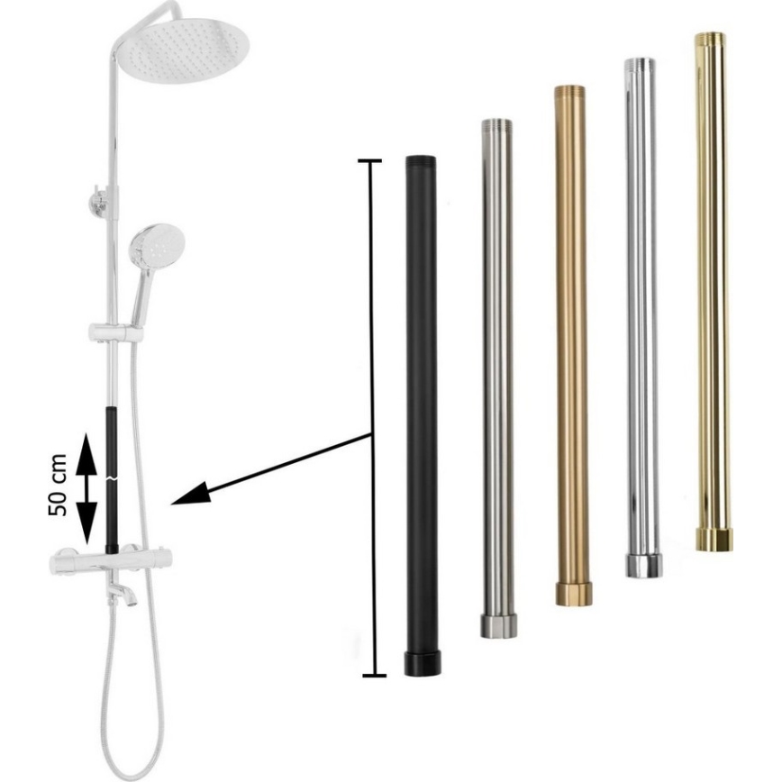 REA-K0891-Barra de extensão para conjunto de duche/banheira 51,5 cm dourada escovada