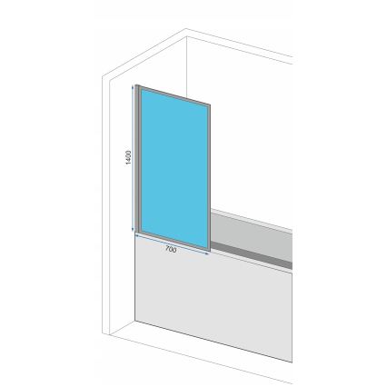 REA-K7632 - Painel móvel para banheira LAGOS 140x70 cm preto/transparente