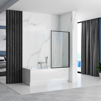 REA-K7633 - Painel móvel para banheira LAGOS 140x80 cm preto/transparente