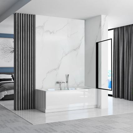 REA-K7633 - Painel móvel para banheira LAGOS 140x80 cm preto/transparente