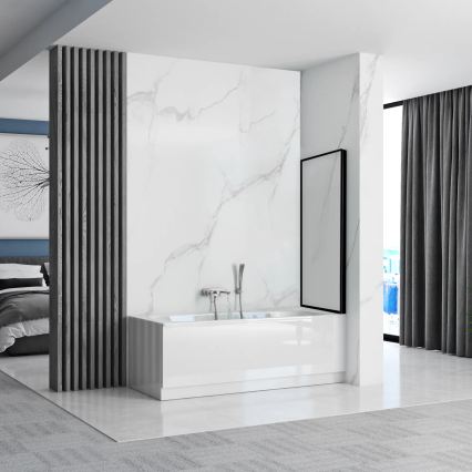 REA-K7633 - Painel móvel para banheira LAGOS 140x80 cm preto/transparente