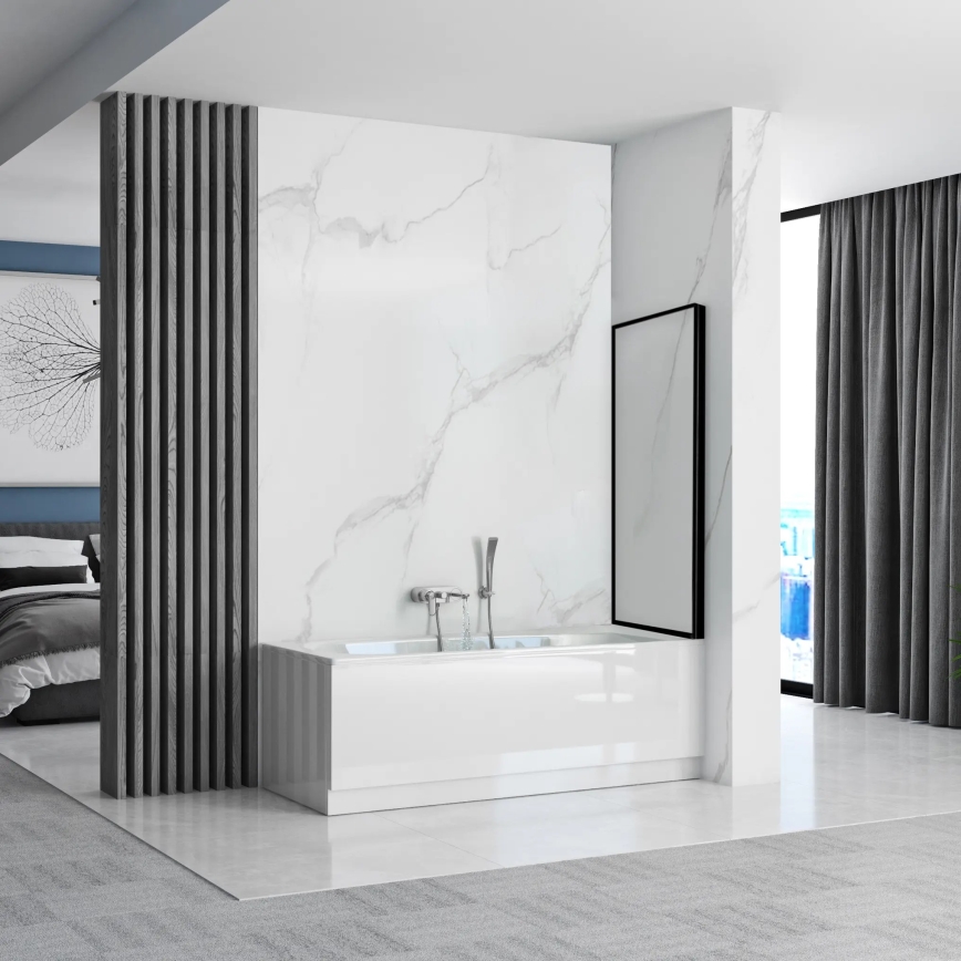 REA-K7633 - Painel móvel para banheira LAGOS 140x80 cm preto/transparente
