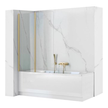 REA-K9777 - Painel dobrável para banheira AGAT 140x100 cm, acabamento dourado escovado/vidro transparente