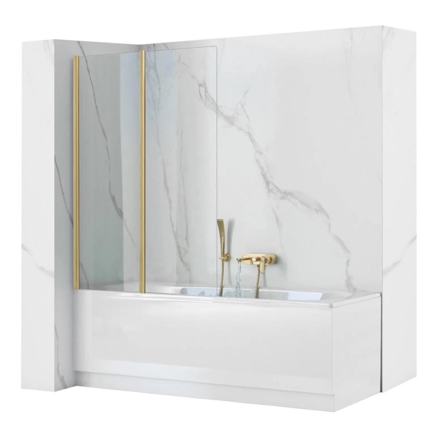 REA-K9777 - Painel dobrável para banheira AGAT 140x100 cm, acabamento dourado escovado/vidro transparente