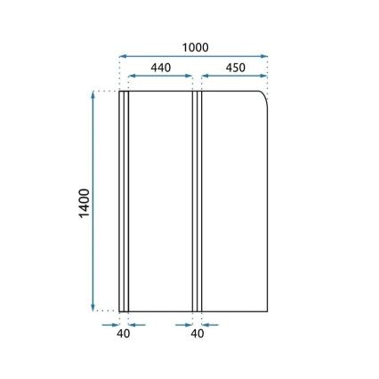 REA-K9777 - Painel dobrável para banheira AGAT 140x100 cm, acabamento dourado escovado/vidro transparente