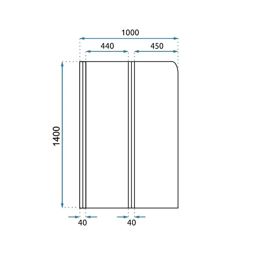 REA-K9777 - Painel dobrável para banheira AGAT 140x100 cm, acabamento dourado escovado/vidro transparente