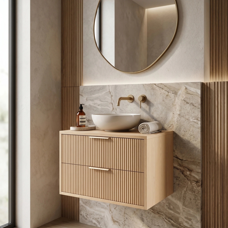REA-M0408 - Armário suspenso de casa de banho para lavatório MONO 60x47 cm bege