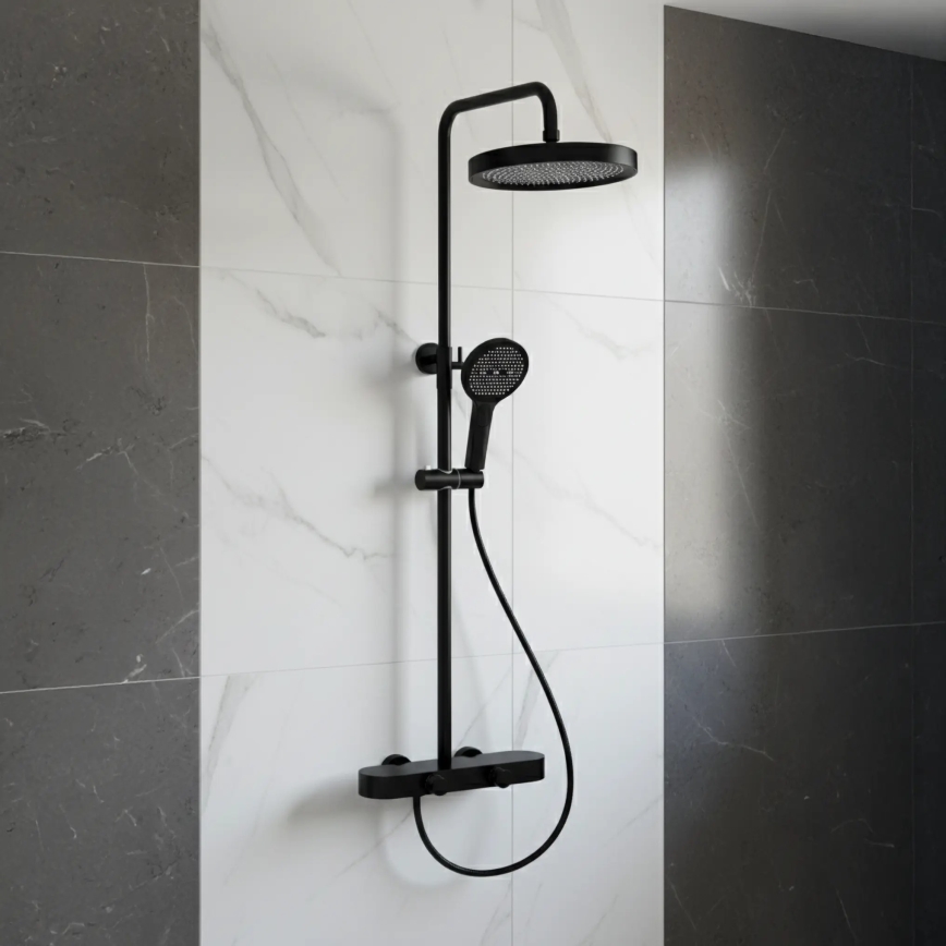 REA-P0360 - Conjunto de duche com misturador CREO preto mate