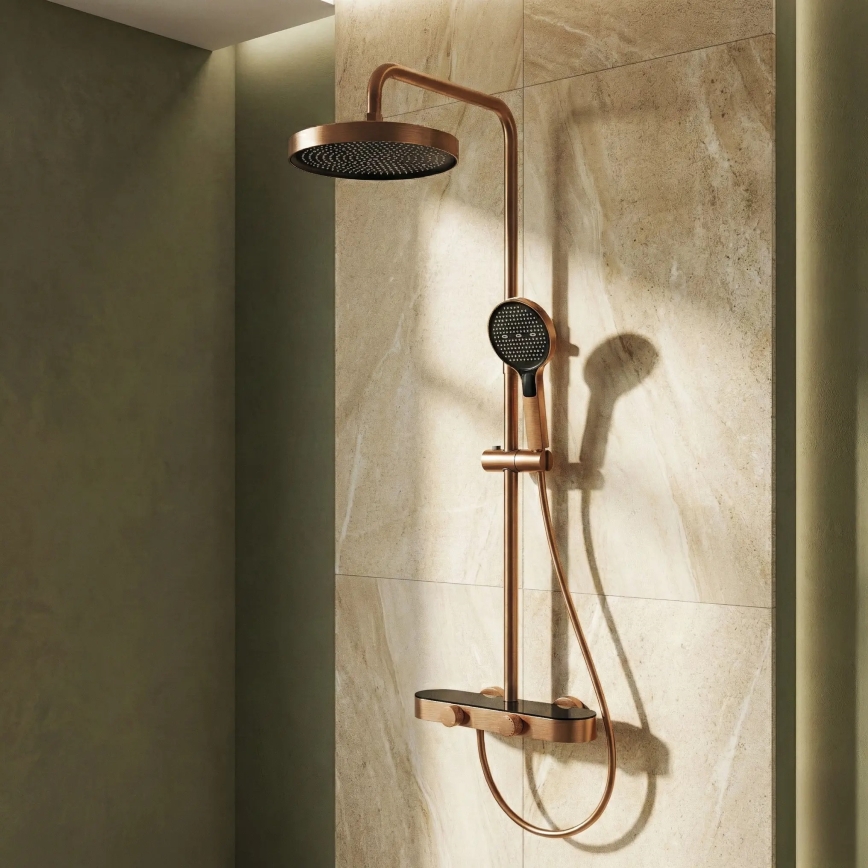 REA-P0362 - Conjunto de duche com misturador CREO em cobre escovado