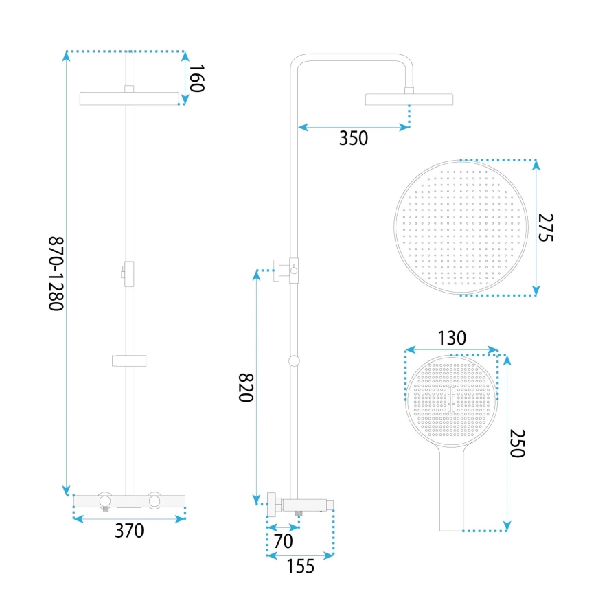 REA-P0362 - Conjunto de duche com misturador CREO em cobre escovado