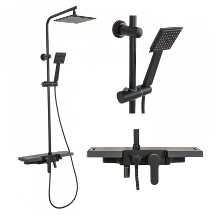 REA-P0636 - Conjunto de duche BRAVO com misturador, preto mate