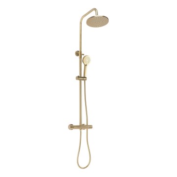 REA-P2323 - Conjunto de duche com bateria termostática PAROT, acabamento dourado escovado