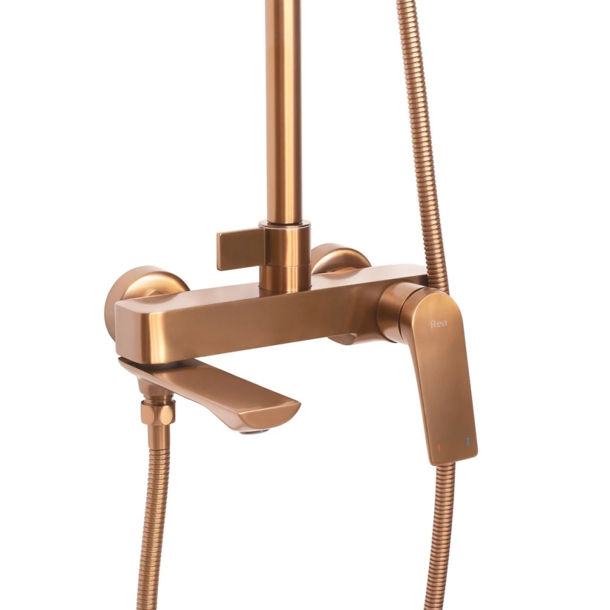 REA-P2418 - Conjunto de duche com misturadora AVALON, acabamento em cobre escovado