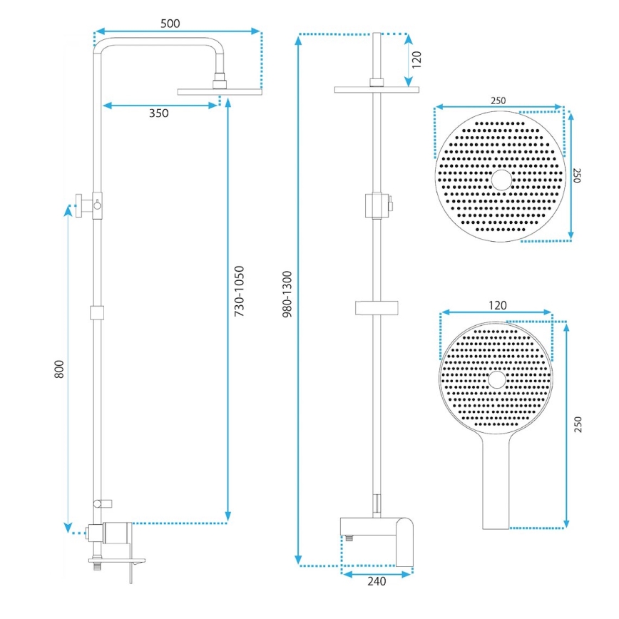 REA-P2418 - Conjunto de duche com misturadora AVALON, acabamento em cobre escovado