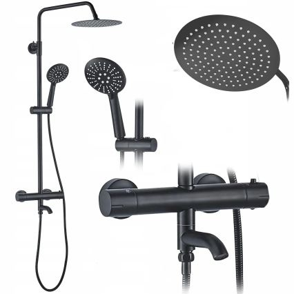 REA-P4113 - Conjunto de duche com misturador termostático LUNGO preto mate